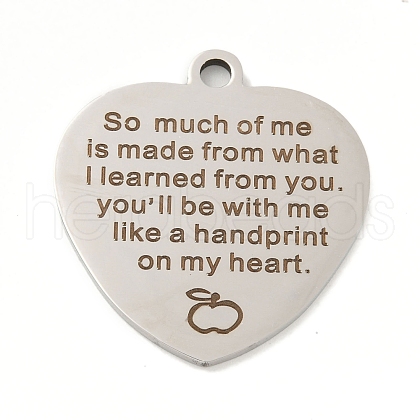 Non-Tarnish Teachers' Day 201 Stainless Steel Pendants STAS-L079-23P-01-1
