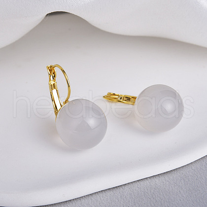 Brass with Resin Round Hoop Earrings EJEW-Q391-09G-04-1