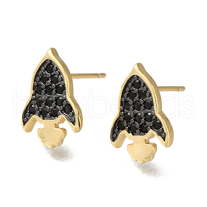 Rack Plating Brass Micro Pave Cubic Zirconia Stud Earring EJEW-C101-05G-1