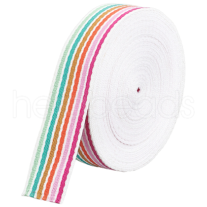 10 Yards Polycotton Striped Ribbon OCOR-WH0003-023-1