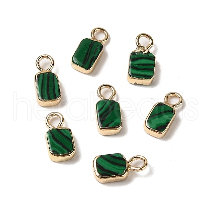 Natural Malachite Rectangle Charms G-Q169-07G-03-1
