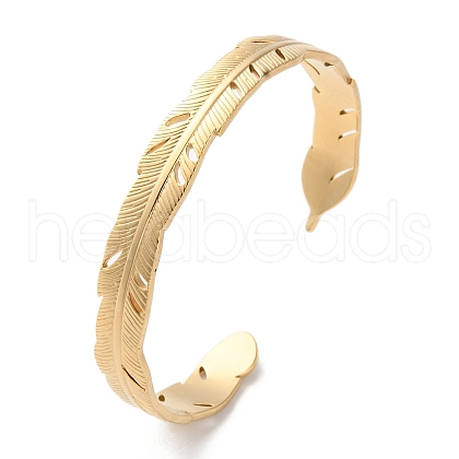 304 Stainless Steel Cuff Bangles for Women BJEW-K263-05G-07-1