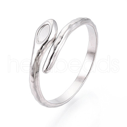 304 Stainless Steel Cuff Rings Components STAS-N113-08P-1