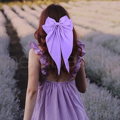 Solid Color Long Bowknot Satin Hair Barrettes PW-WGAD6A6-11-1