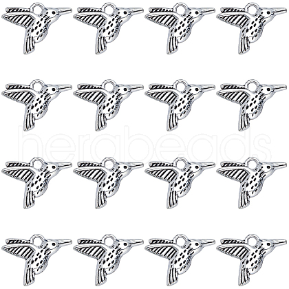 SUNNYCLUE 100PCS Tibetan Style Alloy Hummingbird Charms Pendants TIBEP-SC0002-63-1