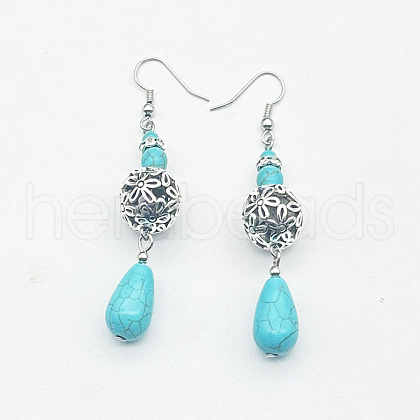 Bohemian Zinc Alloy Synthetic Turquoise Dangle Earrings LQ8241-6-1