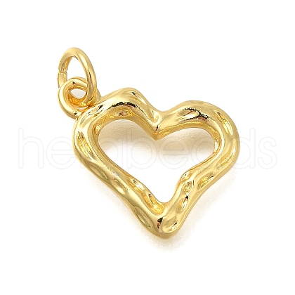 Hollow Heart Rack Plating Brass Pendants Charms KK-I716-15G-1