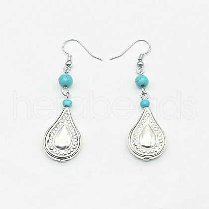 Bohemian Zinc Alloy Synthetic Turquoise Dangle Earrings LQ8241-8-1