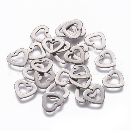 Tarnish Resistant 201 Stainless Steel Open Heart Charms STAS-L234-068P-1