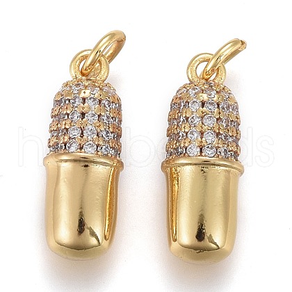 Brass Micro Pave Clear Cubic Zirconia Pendants ZIRC-Z001-03B-1