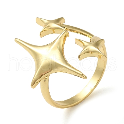 Brass Open Cuff Ring RJEW-Q805-07G-1