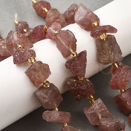 Raw Rough Natural Strawberry Quartz Beads Strands G-Z087-A09-1