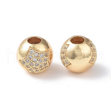 Brass Micro Pave Cubic Zirconia Beads KK-I702-19B-G-1