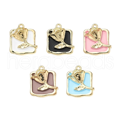 5Pcs Rack Plating Alloy Enamel Pendants ENAM-YW0002-46-1