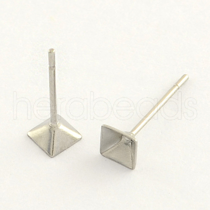 Tarnish Resistant 304 Stainless Steel Post Stud Earring Findings STAS-R063-46-1
