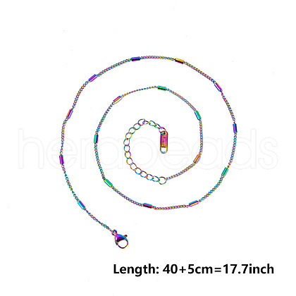 2mm Unisex 304 Stainless Steel Curb Chains Necklaces with Tube IM8182-5-1
