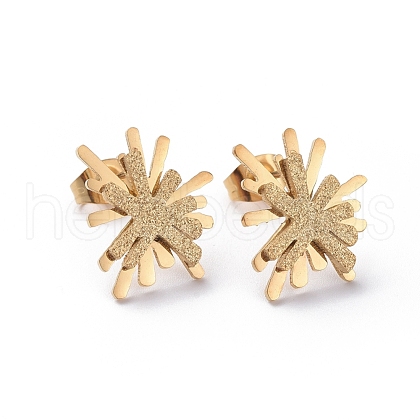 304 Stainless Steel Textured Stud Earrings EJEW-I239-01G-1