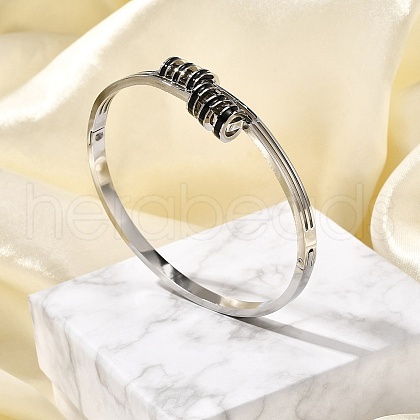 304 Stainless Steel Hinged Enamel Bangles for Women BJEW-F474-39P-1