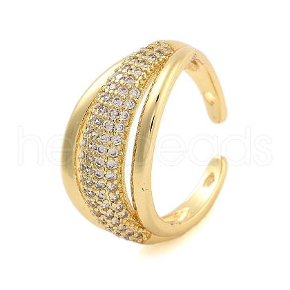 Clear Cubic Zirconia Open Cuff Rings RJEW-U002-08G-1