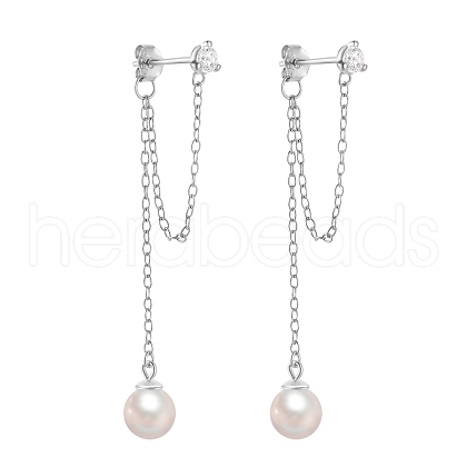 Elegant S925 Sterling Silver Round Tassel Stud Earrings SM9441-2-1