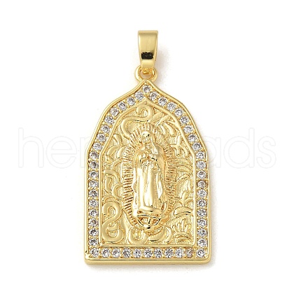 Brass Micro Pave Clear Cubic Zirconia Pendants KK-U046-05G-02-1