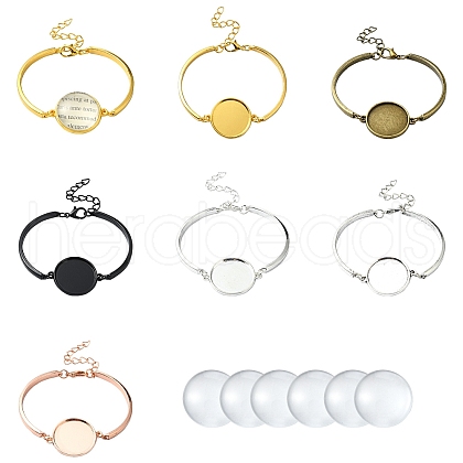 DIY Blank Dome Alloy Bangle Jewelry Making Kits DIY-YW0010-36-1