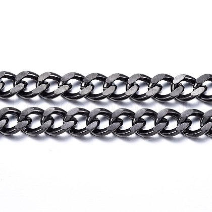 304 Stainless Steel Cuban Link Chains CHS-H020-06B-1