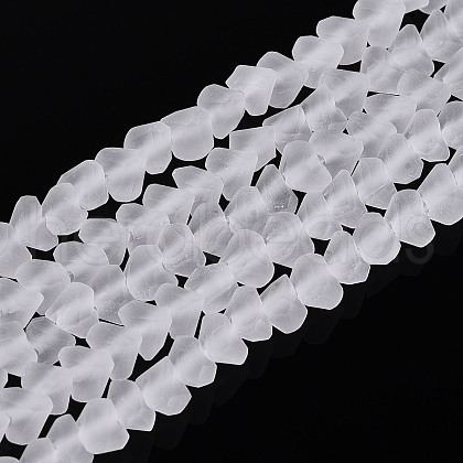 Frosted Transparent Glass Beads Strands GLAA-N016-4mm-11-1