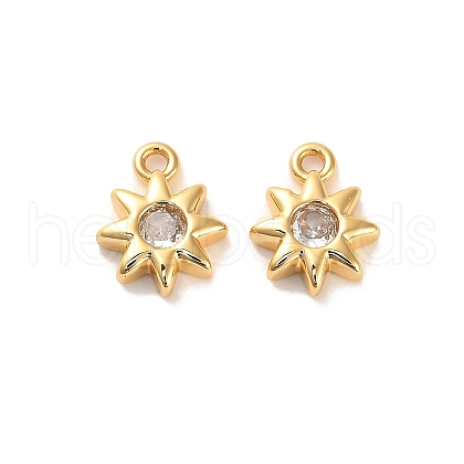 Brass Cubic Zirconia Charms KK-D300-03G-1