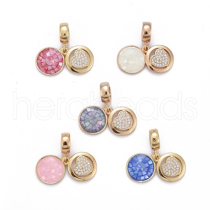 Brass Micro Pave Cubic Zirconia European Dangle Charms ZIRC-E159-01-1