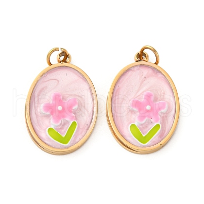 304 Stainless Steel Enamel Pendants STAS-U061-43G-01-1