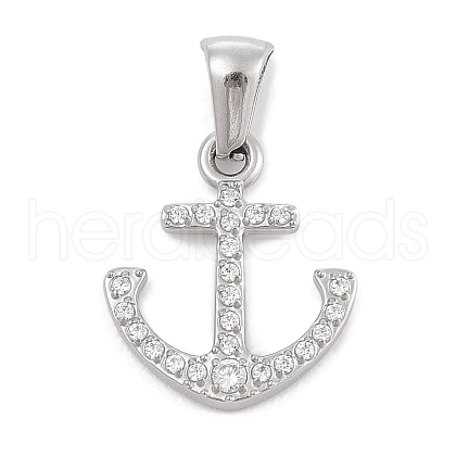 304 Stainless Steel Micro Pave Cubic Zirconia Pendants STAS-D112-03P-09-1
