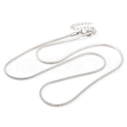 Non-Tarnish 304 Stainless Steel Round Snake Chain Necklaces for Women NJEW-G140-06C-P-1
