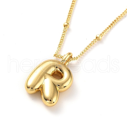 Initial Letter Brass Pendant Necklaces NJEW-A015-21G-R-1