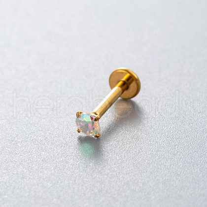 G23 Titanium Alloy Cubic Zirconia 17 Gauge Flat Round Threadless Labrets WG94BD7-46-1