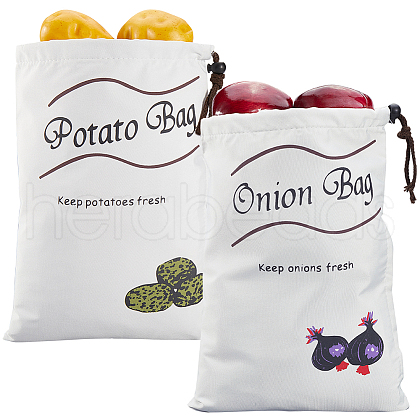 CREATCABIN 2Pcs 2 Styles Printed Cotton Cloth Storage Bags ABAG-CN0001-09-1