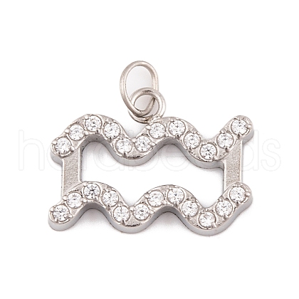 316 Stainless Steel Micro Pave Cubic Zirconia Pendants STAS-K284-01J-P-1