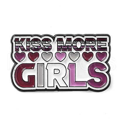 Word Kiss More Girls Lesbian Pride Rainbow Theme Enamel Pins JEWB-D019-04A-EB-1