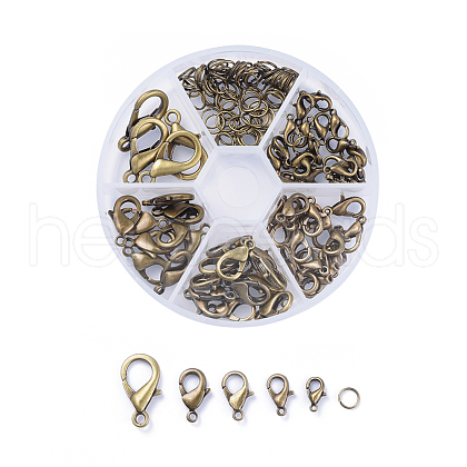 Alloy Lobster Claw Clasps and Jump Rings Set PALLOY-X0004-AB-NF-B-1