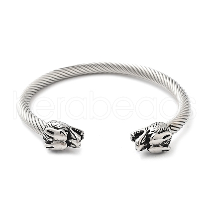 Viking 304 Stainless Steel Open Cuff Bangles for Men BJEW-U001-07J-AS-1