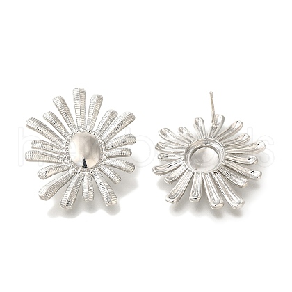 Rack Plating Flower Brass Stud Earrings EJEW-H016-32P-1
