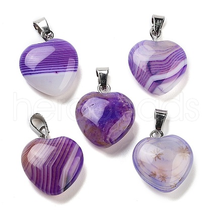 Natural Banded Agate Charms HEAR-PW0001-057-38-1