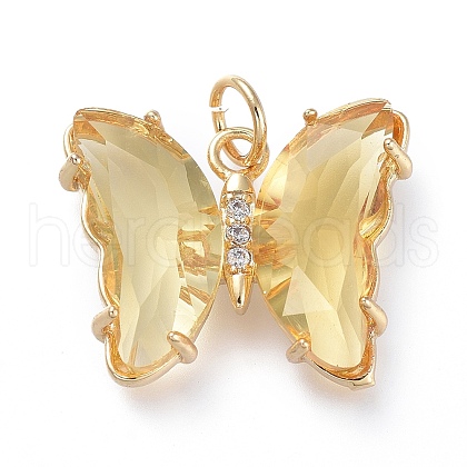 Brass Micro Pave Clear Cubic Zirconia Pendant ZIRC-P079-B02-02-1