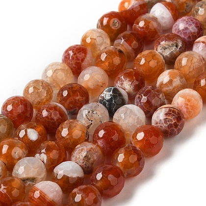 Dyed & Heated Natural Fire Crackle Agate Beads Strands G-P539-B01-19-1