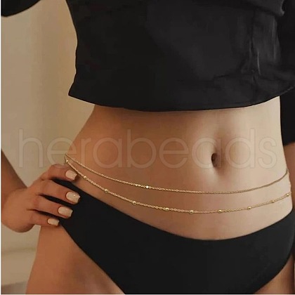 2Pcs Alloy Cable Chain Double Layer Waist Chains for Women WGD7BEF-01-1