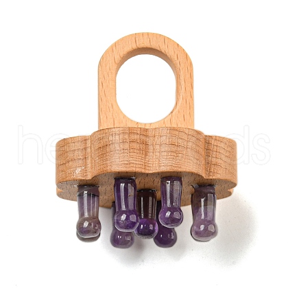 Natural Amethyst Scalp Massager AJEW-G058-02A-1