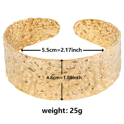 Vintage Hammered 304 Stainless Steel Cuff Bangles for Women PF8276-2-1