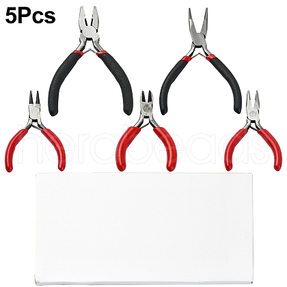 5Pcs 5 Styles Carbon Steel Jewelry Pliers AJEW-YW0001-19-1