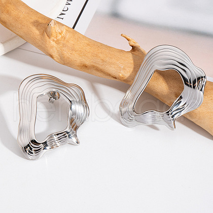Fashionable Stainless Steel Nuggets Stud Earrings WW5969-2-1