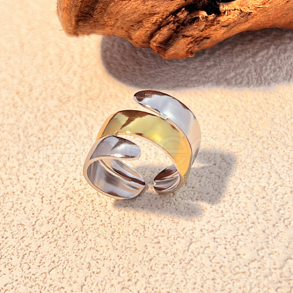 304 Stainless Steel Adjustable Cuff Rings RJEW-S626-01GP-A-1